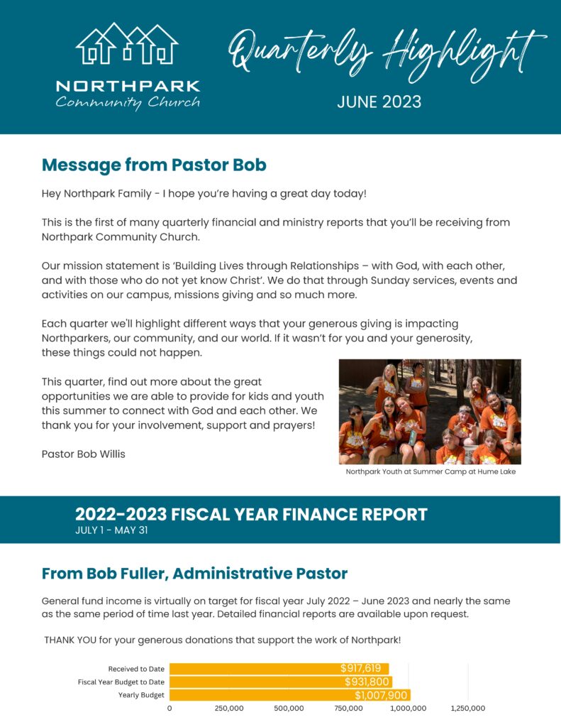 Ministry Highlight Page 1
